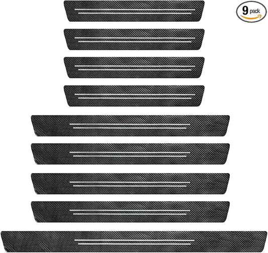 9 PCS Car Door Sill Protector, Waterproof Carbon Fiber Style Car Door Entry Guard Sill Protector, Anti-Scratch Door Threshold Strips Stickers for Most Vehicles, Car Accessories