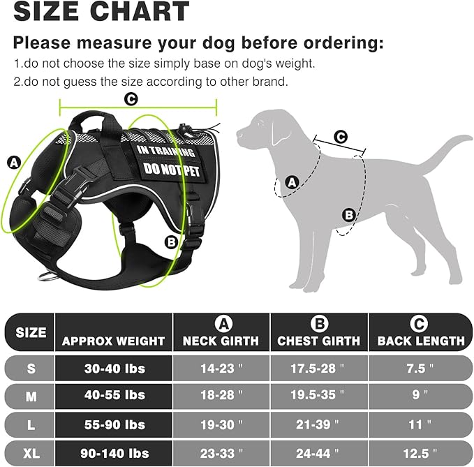 WINSEE Service Dog in Training Mesh Harness with 10 Pet Patches for Medium Dogs, Soft Air Mesh Breathable Tactical Dog Molle Vest, Reflective Military Pet Vest for Walking Hiking