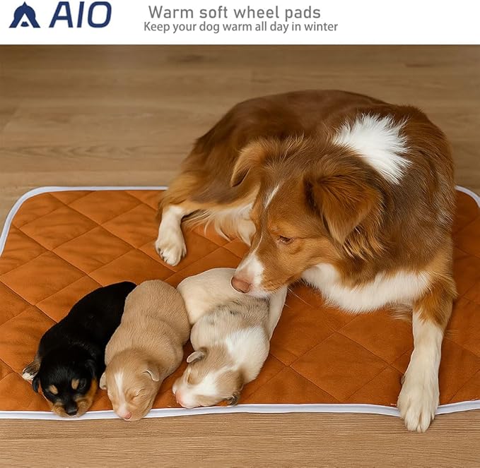 Washable Anti-Slip Kennel Mat for Medium Small Dogs and Big Cats Kennel pad Crate Pad Heated Cat Bed Self Warming Non-Electric Pet Warming Pad Brown 19.69 * 27.56inch
