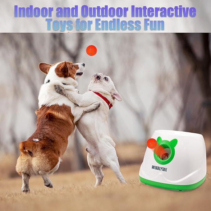 Automatic Ball Launcher for Dogs, Dog Fetch Ball Thrower Launcher, 4 Adjustable Distances, Interactive Pet Self Playing for Small Dogs and Puppies with 9 Balls (2 inches)