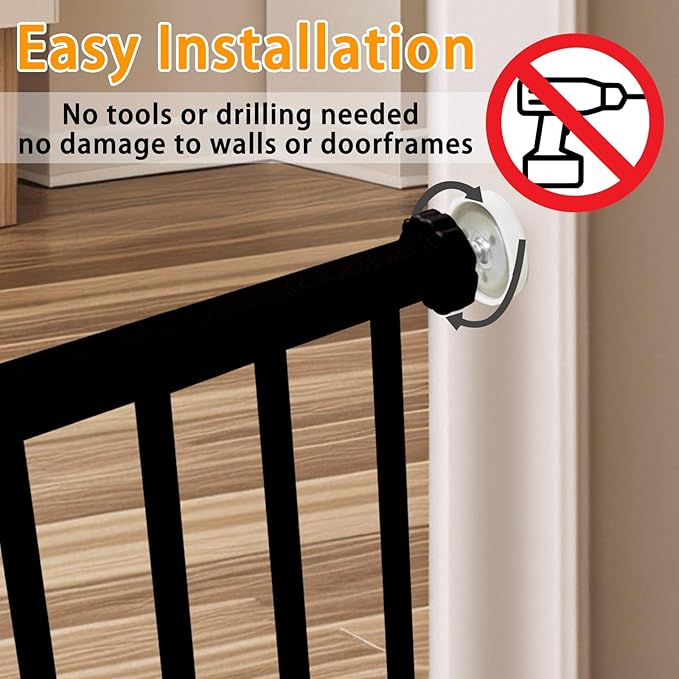 Dog Gate, SHYUJAJIE Adjustable Extra Wide Short Dog Gate,Small Pet Gate with 4 Extension Kits, Pressure Mounted for Doorways & Stairs (Black, 18-48" W*18" H)