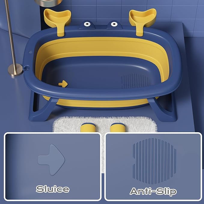 Dog Bath Tub with Dog Toys,Pet Bathtub, Portable Puppy Bathtub for Easy Baths and Easy Storage, Dog Bath Tubs for Small Medium Pets-Foldable Pet Shower Tub with Drainage Hole, 26.5 x 17.2 x 7.8In,Blue