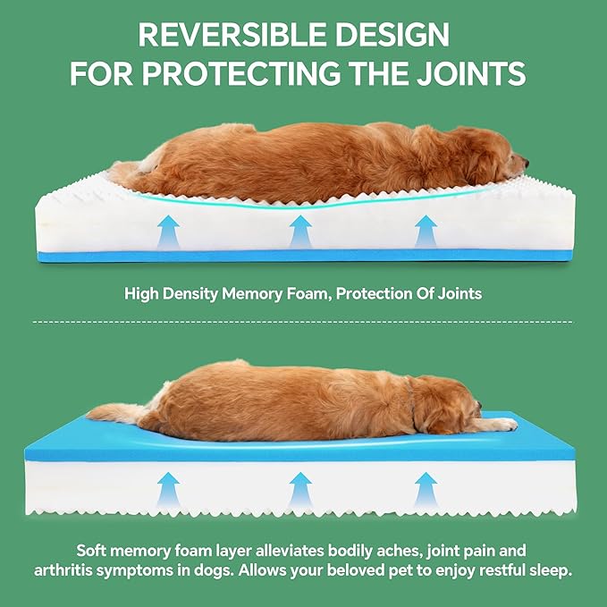 HOMBYS 7” Thickness Orthopedic Dog Bed for Large Giant Dogs, Double-Layer Memory Foam Waterproof Washable XXXL Dog Sofa Bed with Bolster Headrest, Ultra-Supportive for Joint & Arthritis Relief