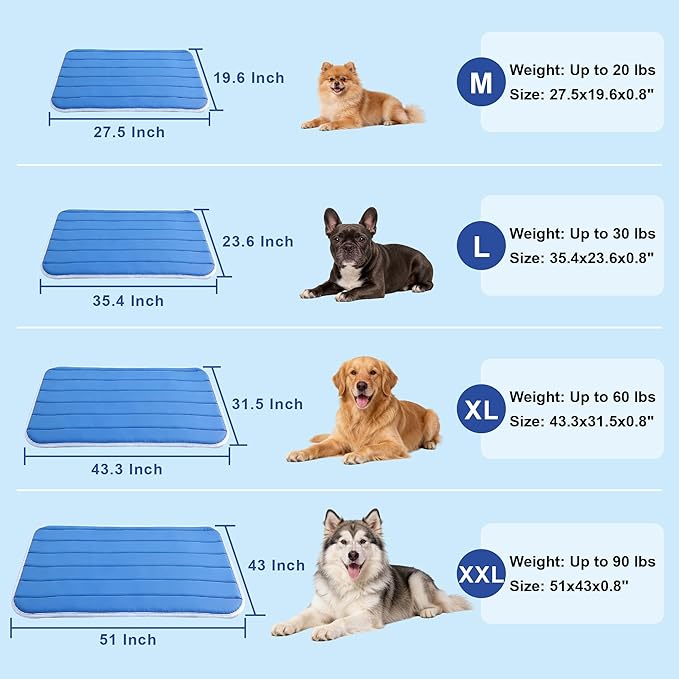 Dog Cooling Mat, Cold Memory Sponge Cooling Mat for Dog, Foldable Crate Pet Bed & Non-Slip, (Q-Max > 0.45) Long-Lasting Cool & Keep Your Pet Cool (Medium - 27.5x19.6 Inch)