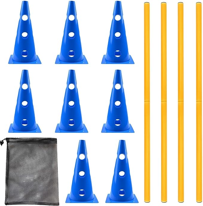 Dog Agility Course - Hurdle Cone Buckets, Dog Agility Equipment, Hurdle Cones Obstacle with Yellow Poles for Training & Fitness | Pet Training Obstacles for Puppy, Outdoor Garden, Backyard, Park