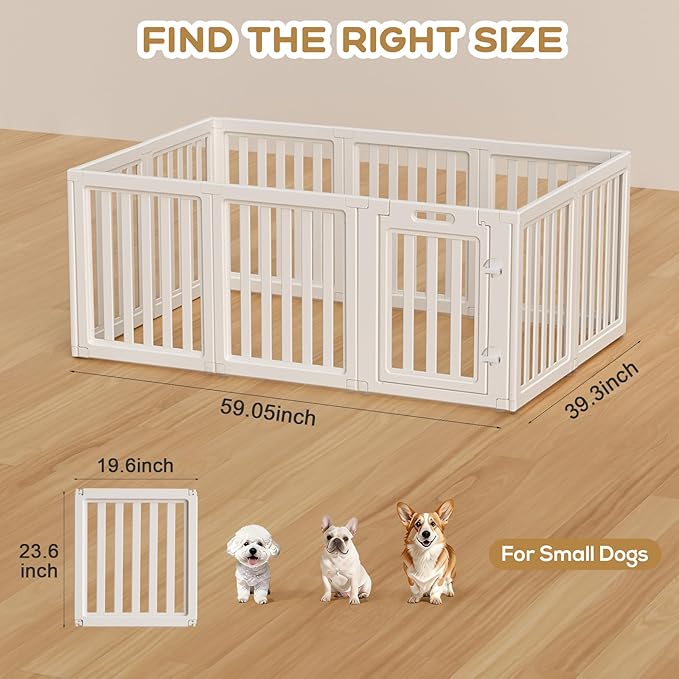 Dog Playpen, Clear Dog Pen, Dog Pen Indoor, Easy to Install and Remove Dog Play Pen, Puppy Playpen Suitable for Dogs, Cats,Dog Playpen Indoor (White, 23.6 inch Height, 10 Panels)