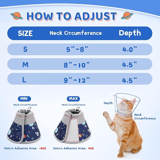 Cat Cone Collar Soft to Stop Licking, Adjustable, Foldable Lightweight Kitten Cones After Surgery Recovery for Cats & Kittens, Cat Cone Alternative, Easy Eating (Grey, L)