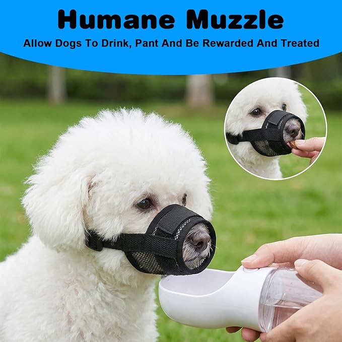 Ouligay 2 PCS Soft Mesh Dog Muzzle for Small Dogs Breathable Dog Mouth Guard Puppy Muzzle Dogs Muzzles for Biting Chewing Grooming, Allow Panting Drinking (Black,S)