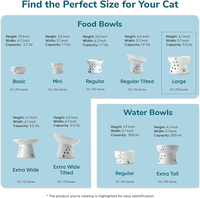 Necoichi Raised Cat Food Bowl – Ceramic Elevated Cat Bowl for Whisker & Neck Fatigue, Dishwasher Microwave Safe – Non-Slip & Anti Vomiting Ergonomic Design (Sakura Floral, Large, 2-Cup Capacity)