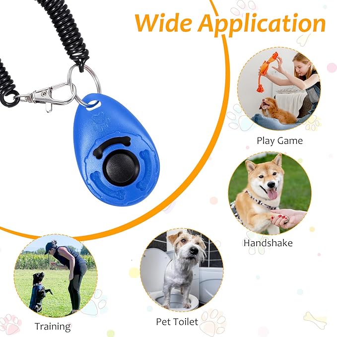30 Pcs Dog Training Clicker with Wrist Strap, Pet Behavioral Training Clickers for Obedience and Positive Reinforcement, Puppy Trainer Supplies for Dogs Cats Horses Birds (Multicolor)