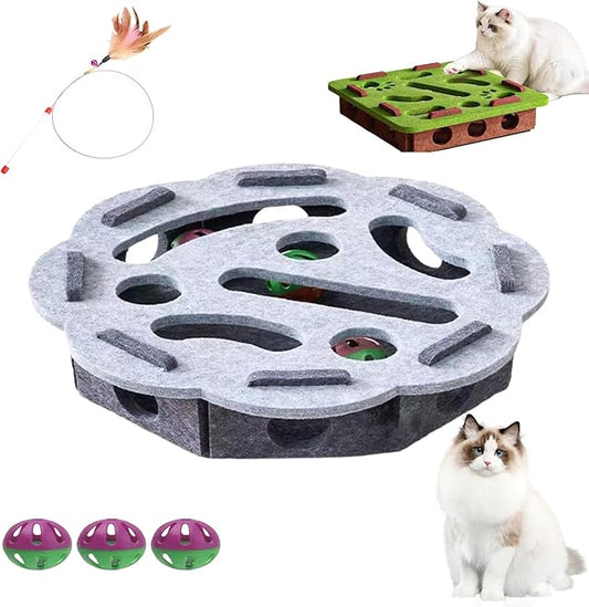 2026 New Cat Nail File Enrichment Box,Cat Scratch Puzzle Enrichment Box,Interactive Cats Toy with 3 Bell Balls for Indoor Cats Self Play,Encourages Hunting Instincts (C)