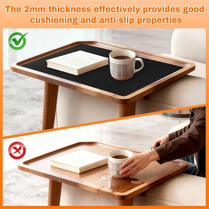 2MM Thick Black Non-Slip Grip Mat - Washable & Cut-to-Fit, Multi-Use Anti-Slip Pad for Furniture, Pet Bowls, Folding Walker, Desks, and Crafts，Couch Arm Table，Guitar Non Slip Pad