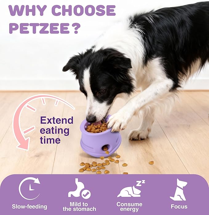Rubber Dog Enrichment Toys, Stuffable Interactive Dog Toys to Keep Them Busy - Puzzle Slow Feeder & Anxiety Relief & Long-Lasting - Frozen Dog Licking Toy, Dishwasher Safe, Purple, M