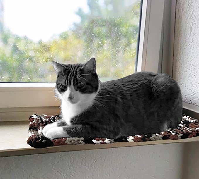 Cat Window Sill Pet Pad Window Perch, Knitted Windowsill Pet Mat Pillow Seat Bed, Double Sided Cat Cushion for Window Sill (Gray, 8"x24")