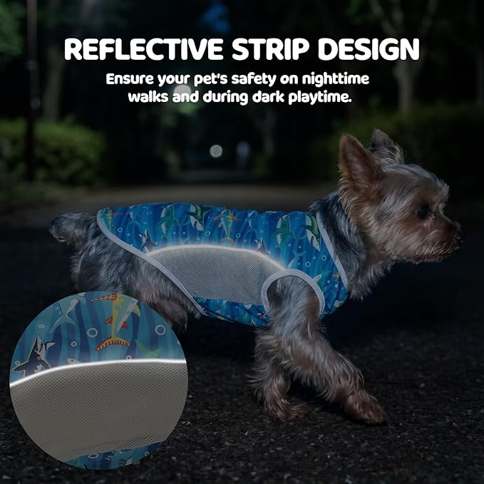 UPF 50+ Sun Protection Dog T-Shirt, 2 Pack Lightweight Sleeveless Dog Vest for Small Dogs Boy – Reflective Strips, Quick-Dry Pet Apparel, Sports Fan Shirt P23ST00506M