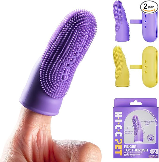 HICC PET Dog Toothbrush, Anti-Slip Dog Tooth Brushing Kit, Dog Finger Toothbrush for Plaque and Tartar Cleaning, Dog Teeth Cleaning for Small & Large Pets, Safer & Softer Liquid Silicone, 2-Pack