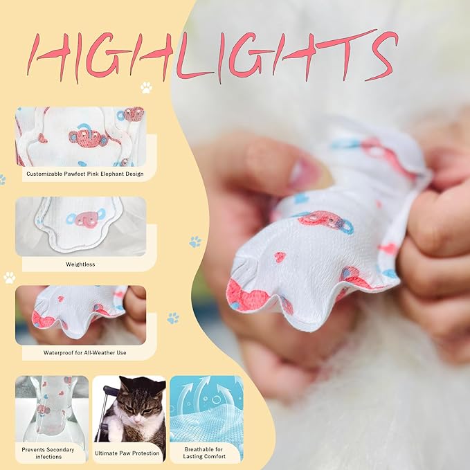 Disposable Dog Booties for Dog Cats,Pet Booties Waterproof and Breathable with Adjustable Bandage,Unstoppable Paw Protectors for Dogs Cats, 20 Counts(L)