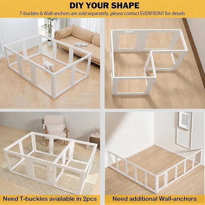 EVERFRONT Clear Acrylic Dog Playpen - Clear Dog Play Pen - Easy Assemble Acrylic Dog Playpen - Puppy Playpen, Cat Playpen, Small Animal Playpen, Dog Play Pen Indoors