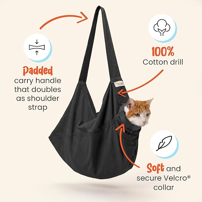 Cat-in-the-Bag Cozy Comfort Carrier - Extra Large Charcoal Cat Carrier Soft and Pet Carrier for Nail Clipping, Vet Visits, Medication Administration, Dental Care, and Traveling