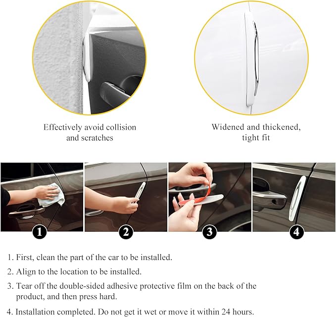 DXNQ 4 PCS Car Door Edge Guards, Anti-Scratch Door Edge Guards Trim Strip with Self Adhesive, Car Door Protector Bumper Guards for Most Cars Trucks SUVs, Exterior Car Accessories (White)
