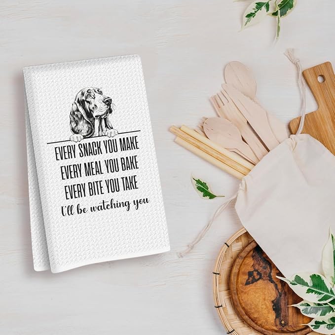 Funny Bloodhound Kitchen Towels 24x14 Inch, Bloodhound Gifts for Woman Mom, Reusable Microfiber Hand Towels for Kitchen Bathroom Decor, Waffle Weave Absorbent Dish Towel Tea Towel, Dog Lover Gifts