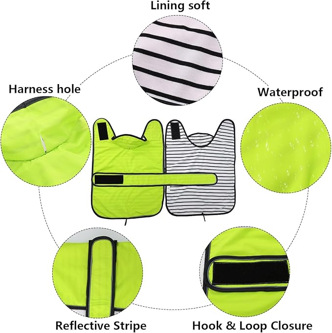 Dachshund Raincoat Corgi Raincoat Dogs Waterproof fit for Dachshunds Weiner Long Back Breeds with Reflective Stripe Great Coverage in Autumn Winter Light Green XS
