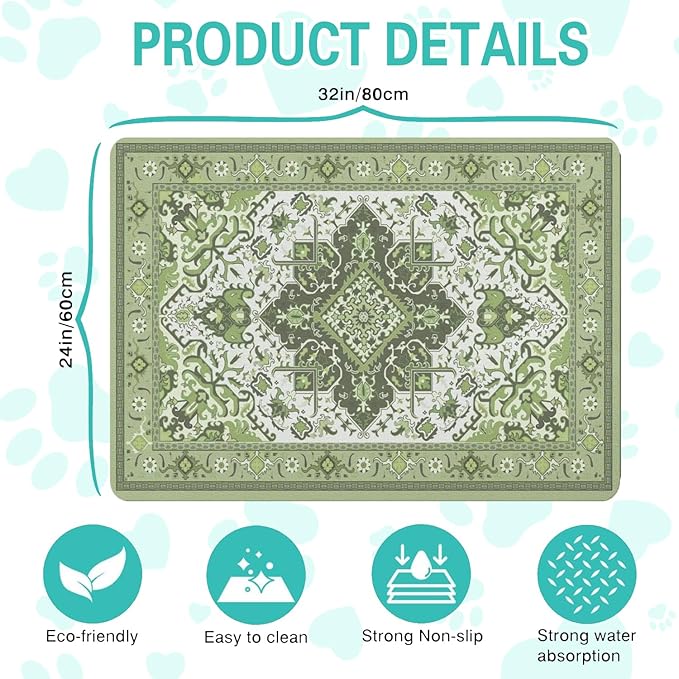 Pet Feeding Mat for Floors Waterproof Dog Mat for Food and Water Absorbent Quick Dry Non Slip mat for Cat Bowls