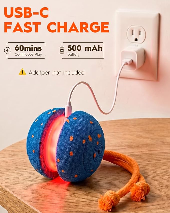 Xeuch Interactive Dog Toys, Automatic Irregular Moving and Rolling Dog Ball with 2 Speed Modes, E-TPU Material, Motion Activated Pet Toys with Rope for Dogs Puppies, Dog Stimulation Toy (Blue)