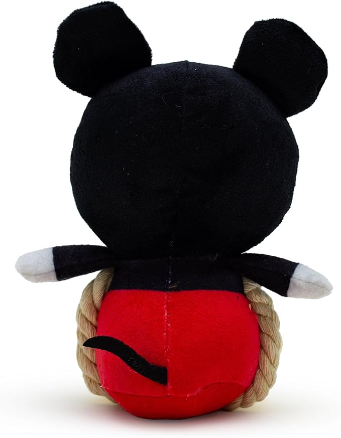 Buckle-Down Disney Dog Toy, Mickey Mouse Chibi Sitting Pose Pet Toy, Plush with Rope