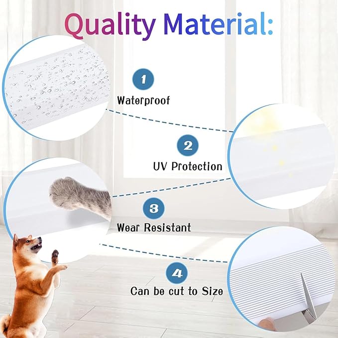 Pet Anti-Scratch Protector Self-Adhesive Rubber Barrier, Dog & Cat Scratching Guard for Furniture, Window Sill, Glass, Car Door & Slobbering Protection