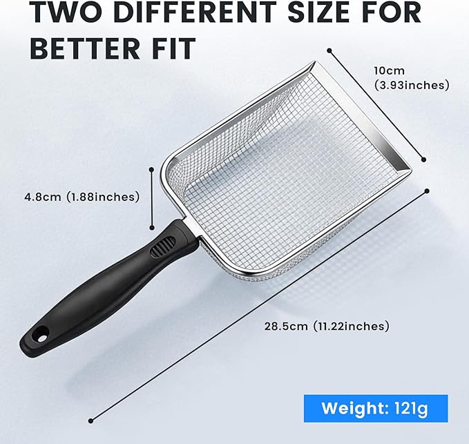 Cat Litter Scoop, Stainless Steel Mesh Scoop Away Cat Litter, Kitty Litter Scoop 2.8mm Hole, Non-Stick Cat Litter Scoop for Crystal Litter|Pine Pellets|Small Pieces, Litter Cleaner Beach Mesh Shovel