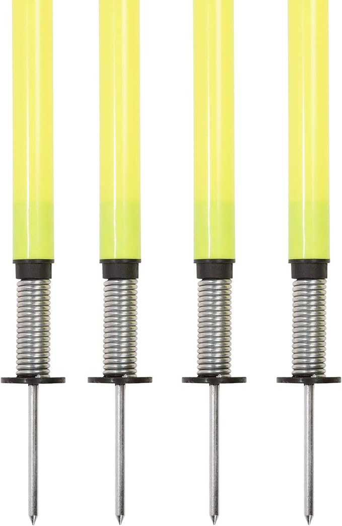 Champion Sports Outdoor Sports Agility Pole Set, 4 Rubber Bases with 12 PVC Poles, 66 Inches, Yellow