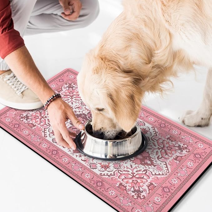 Pet Feeding Mat for Floors Waterproof Dog Mat for Food and Water Absorbent Quick Dry Non Slip mat for Cat Bowls