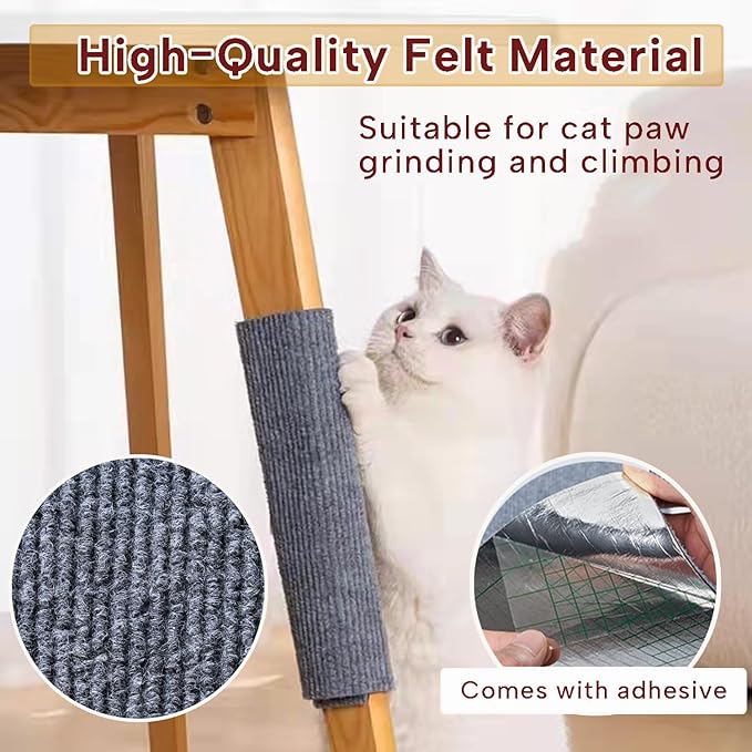 KEYIDE Self-Adhesive Cat Scratch Wall Climber, Wall Cat Scratcher Mat for Indoor Cats Kitten Trimmable Carpet Corner Protector 78.7"x15.8" (Beige)