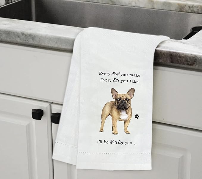 French Bulldog Kitchen Towels - Soft, Highly Absorbent - Gifts for Pet Lovers - Reusable, Quick Drying - 100% Natural Cotton