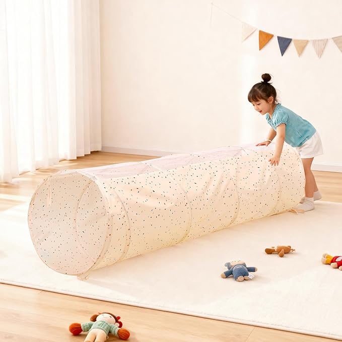 Crawling Kids Play Tunnel [ Pop Up Collapsible Mesh Tunnel ] for Children, Baby, Toddlers, Boys & Girls, Mobility Indoor Toys