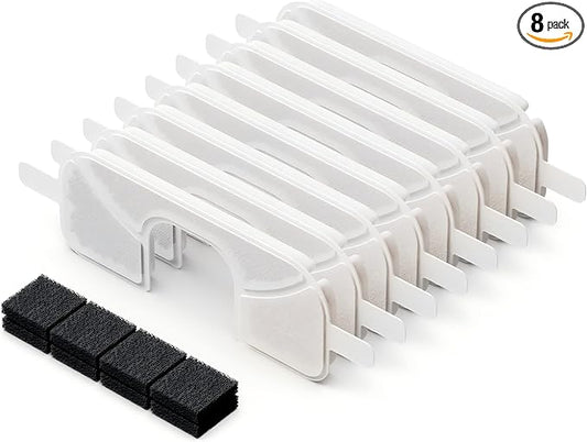 8 Packs Replacement Filters and 8 Packs Sponges for Qinliy 123oz/3.5L Wireless Cat Water Fountain Q108