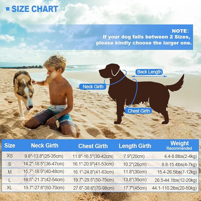 EMUST Dog Life Jacket Shark, Dog Life Vests for Small, Middle, Large Dogs with Rescue Handle Pet Flotation Vest Safety Lifesaver for Swimming Pool Beach Boating, (S,Blue)