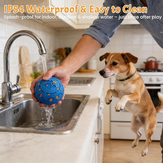 Interactive Dog Toys for Large Dogs, Automatic Moving, Bouncing, Rolling, Durable E-TPU Chew Resistant for Bored Energetic Medium Dogs, Rechargeable Waterproof for Indoor Outdoor Play