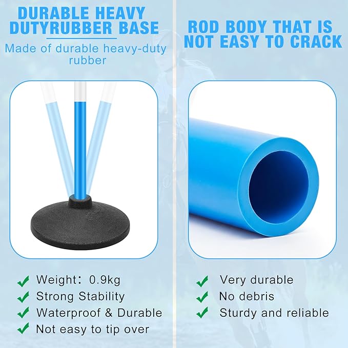 6 Pcs 6ft Pole Bending Poles for Horses, Heavy Duty Agility Poles Adjustable Height Equestrian Sports Training Equipment for Horses, Soccer, Football, Dog