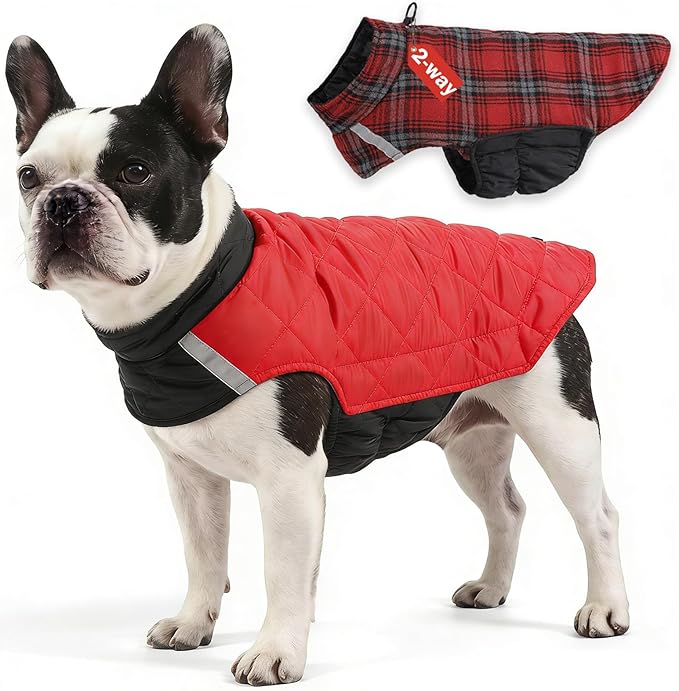 Dog Winter Coat for Large Dogs,Warm Reversible Puffer Jacket Lightweight Pet Vest Snowsuit with D-Ring,Waterproof Dog Cold Weather Coats Small to Large Breed Dogs Clothes,Red,6XL