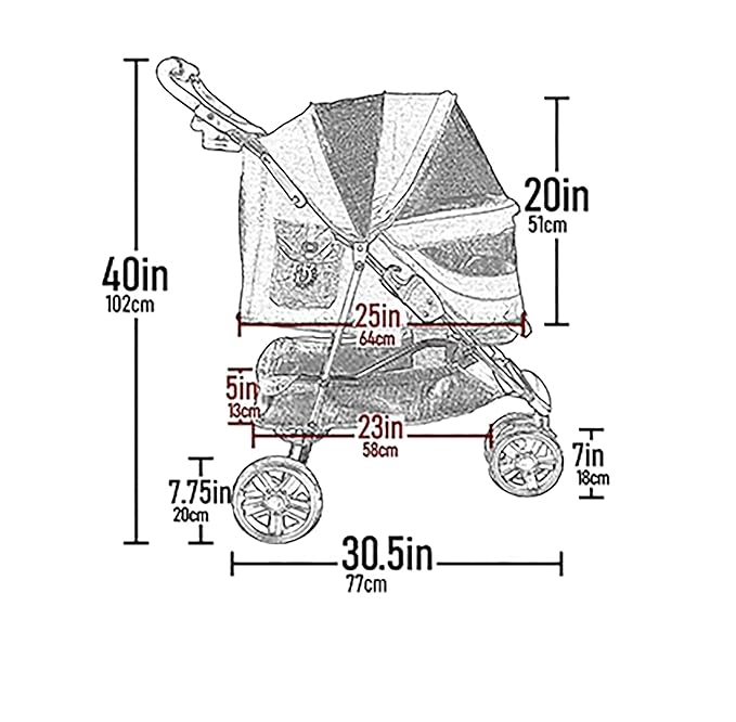 Pet Gear No-Zip Special Edition 3 Wheel Pet Stroller for Cats/Dogs, Zipperless Entry, Easy One-Hand Fold, Removable Liner, Cup Holder, Spring Meadow