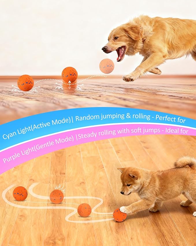Interactive Dog Ball Toys for Medium & Large Dogs,Self-Moving, Auto-Vibrating,Bouncing Smart Dog Ball That Moves on It's Own Keep Them Busy,3.1″ Chew-Resistant E-TPU,IPX7 Waterproof (Include Gift Bag)