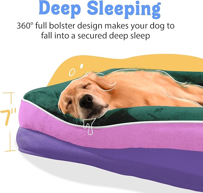 Chez Paw Extra Large Dog Bed Orthopedic - XL Orthopedic Dog Beds Waterproof Pet Couch Memory Foam Sofa Bolster with Removable Cover - 42 x 30