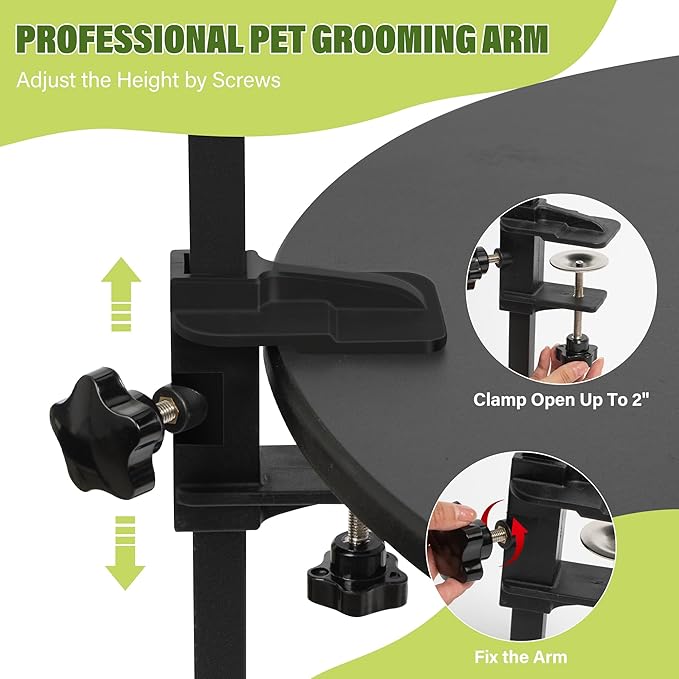 Dog Grooming Arm with Pet Grooming Hammock, getlstub 35" Pet Grooming Table Arm with Adjustable No Sit Haunch Holders, Dog Grooming Stand with Loop Noose for Small and Medium Pets