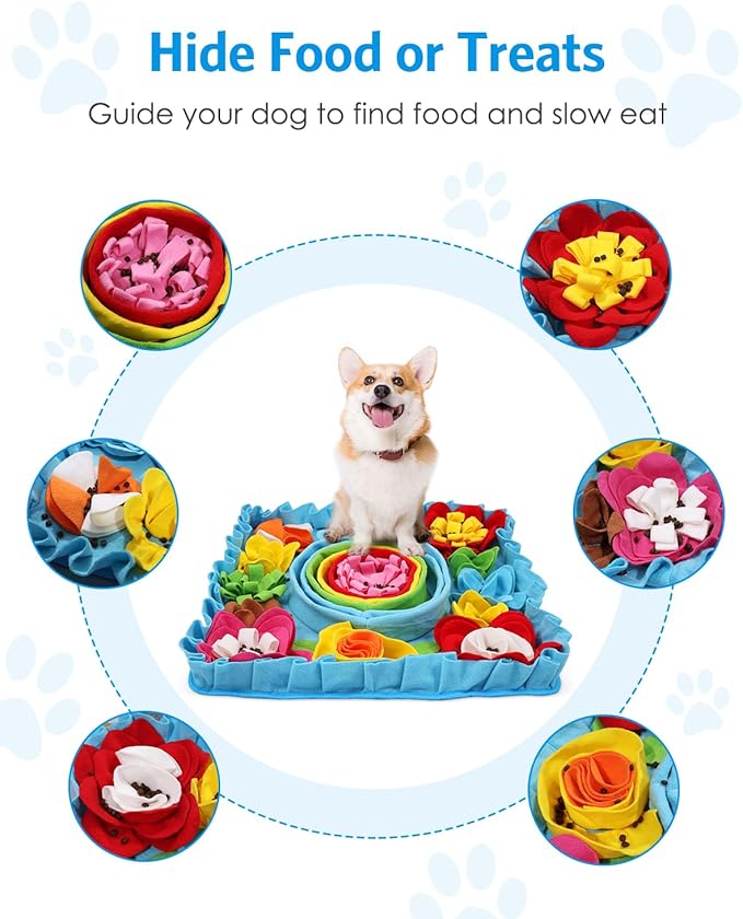 AMIR Snuffle Mat for Dogs, Dog Snuffle Mat, Interactive Feeding Puzzle Toy, Promotes Natural Foraging and Slow Eating Dog Sniff Mat, Aids Stress Relief and Training (20 inch)