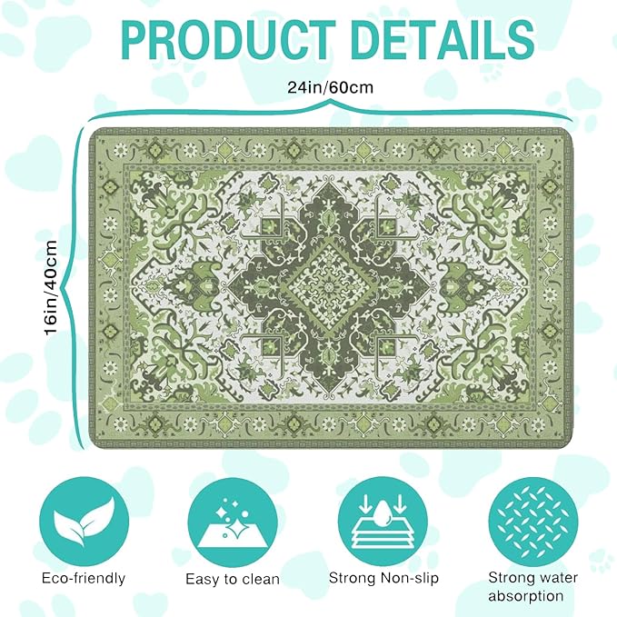 Pet Feeding Mat for Floors Waterproof Dog Mat for Food and Water Absorbent Quick Dry Non Slip mat for Cat Bowls