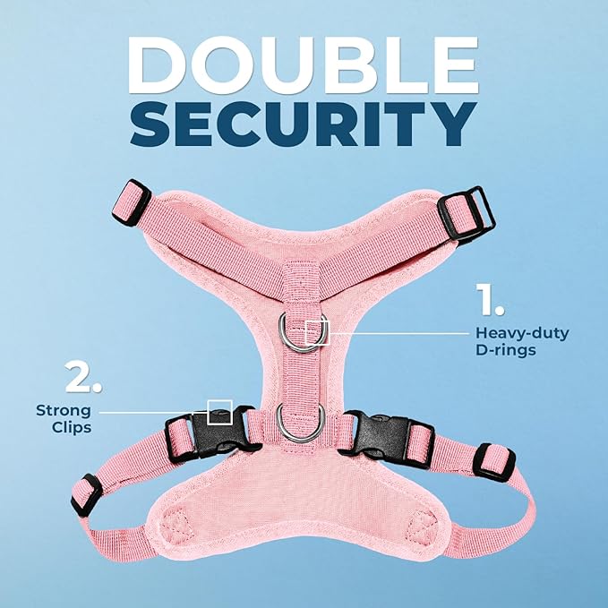 Best Pet Supplies Voyager Step-in Lock Pet Harness w Reflective Pet Leash Combo Set with Neoprene Handle 5ft - Supports Small, Medium and Large Breed Puppies/Cats - Pink, S