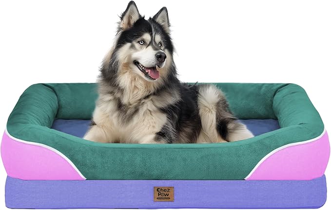 Chez Paw Orthopedic Extra Large Dog Bed - XXL Washable Giant Pet Couch Sofa with Removable Cover Waterproof Bolster for Large Size Dogs, 45x35