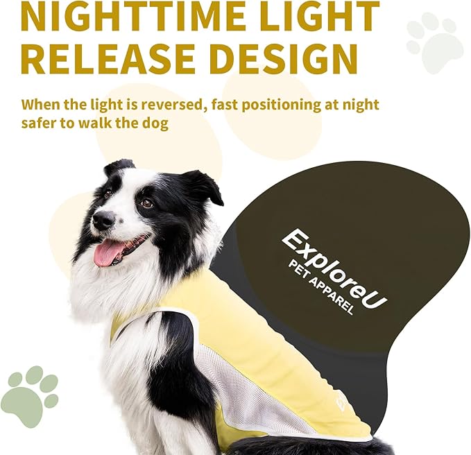 Dog Shirt, Cooling Vest Lightweight Breathable, Dog T-Shirts All-Season Sun Protection Quick Dry Soft Stretchy Reflective Tank Top - Small Medium Large Dogs (Melon Green+Soft Yellow, Large)